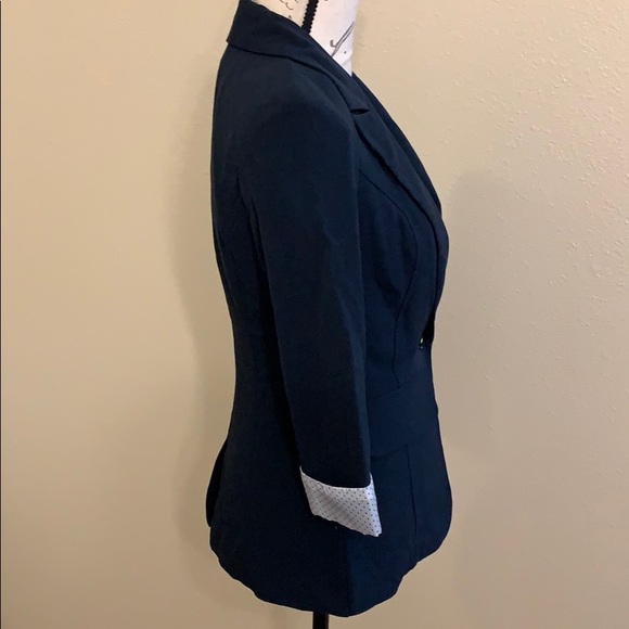 Navy Blue, A. Byer, blazer w/ polka dot cuffs - Picture 3 of 8